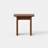 A small wooden table with a rectangular top and four straight legs, shown against a plain white background.