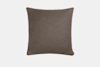 A plain rectangular brown pillow with a soft, woolen texture, set against a white background.