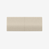 A rectangular, light beige upholstered bench or cushion with a subtle central seam, viewed from above against a plain white background.
