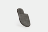 A single gray, plush indoor slipper with a closed toe and open heel, displayed upright on a plain white background.