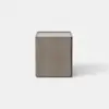 A modern wooden nightstand with a light brown finish, featuring two drawers; the top drawer is partially open. The nightstand stands on a smooth, light-colored surface against a plain background.