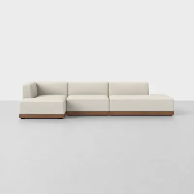 Ivory / Walnut / Left Arm Chaise