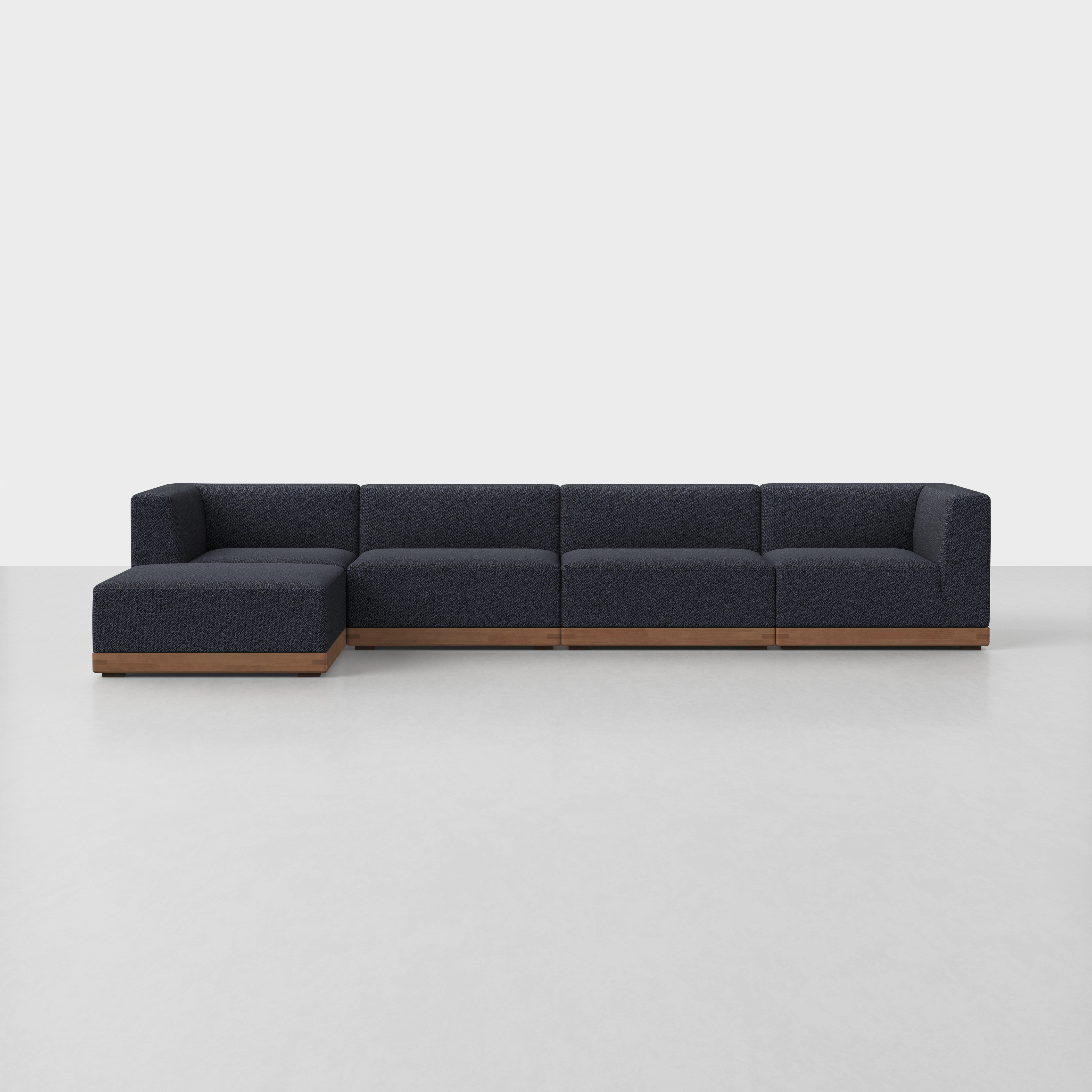 Dark Navy / Walnut / 4 Seat + Ottoman