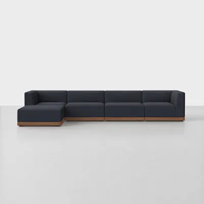 Dark Navy / Walnut / 4 Seat + Ottoman