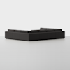 A large, modern, dark gray sectional sofa arranged in a U-shape, set against a plain white background. The sofa has clean lines and a minimalist design.