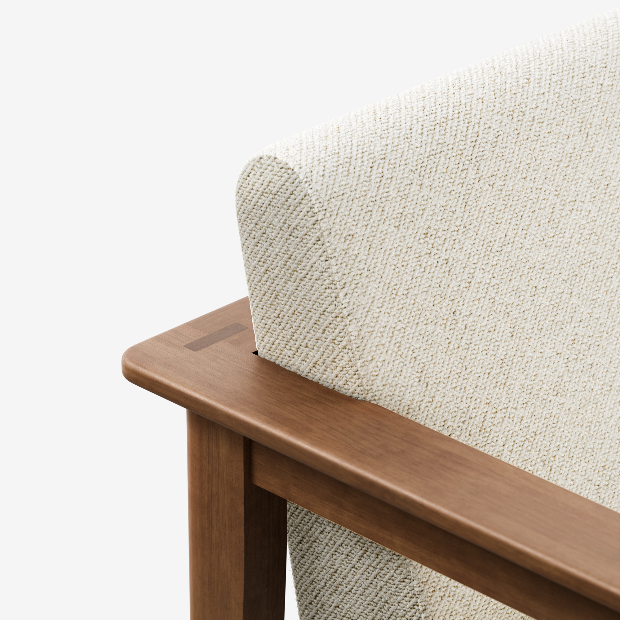 Ivory / Walnut / Lounge Chair + Ottoman