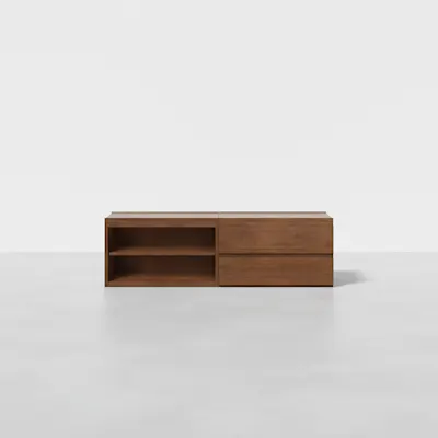 Walnut / 1 Shelf + 2 Drawers
