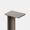 A minimalist wooden pedestal with a rectangular top and smooth edges, set against a plain white background.