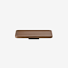 A rectangular wooden tray with slightly raised edges and a flat black base, displayed on a plain white background.