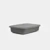 A rectangular, dark gray, fabric-covered storage box with a matching lid, shown against a plain white background.