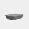 A rectangular, dark gray, fabric-covered storage box with a matching lid, shown against a plain white background.