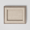 A rectangular beige fabric panel with a soft, cushioned texture, framed by a light brown wooden border, viewed from above on a plain white background.