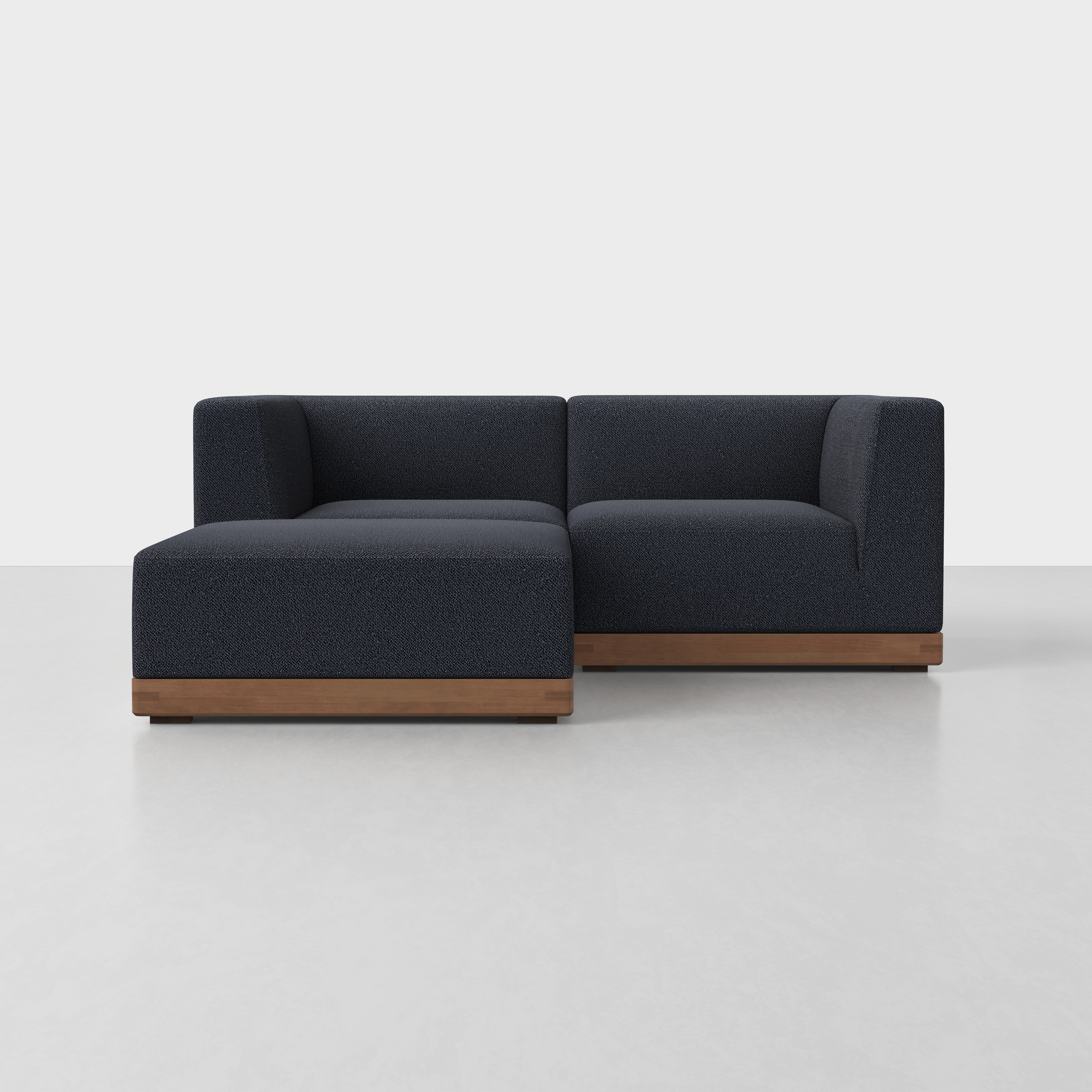 Dark Navy / Walnut / 2 Seat + Ottoman