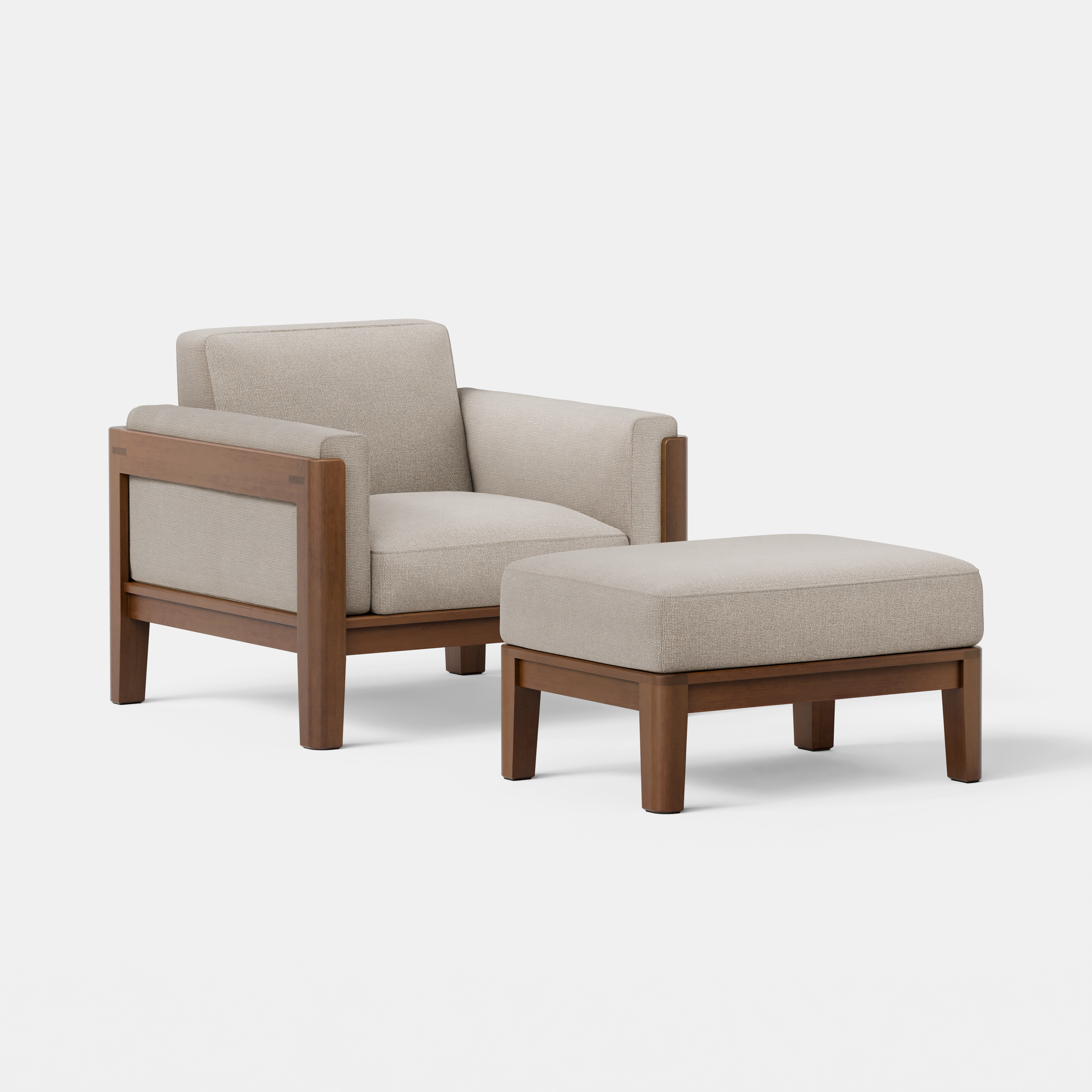 Natural / Walnut / Chair + Ottoman