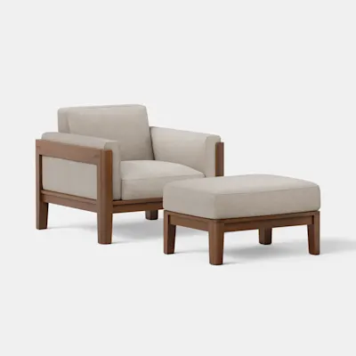 Natural / Walnut / Chair + Ottoman