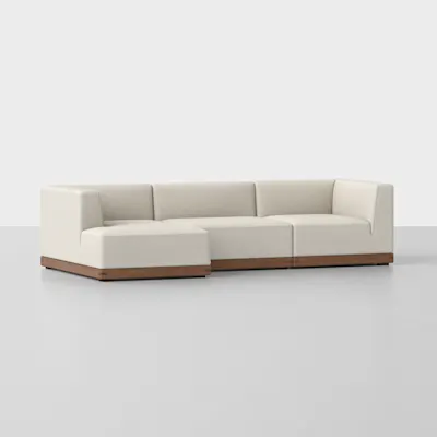 Ivory / Walnut / Left Arm Chaise