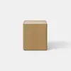 A light wood nightstand with a modern, minimalist design, featuring a single drawer that is partially open and smooth, clean lines against a plain white background.