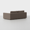 A modern, L-shaped sectional sofa with brown upholstery, seen from the back against a plain white background. The sofa has clean lines and two back cushions.