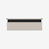 A beige rectangular fabric wall organizer with a black horizontal accent and two mounting tabs on each side, displayed against a white background.