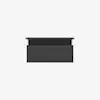A rectangular, wall-mounted black or dark gray speaker with a fabric front cover and a slim mounting bracket above, set against a plain white background.