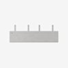 A minimalist, rectangular, light gray wall panel with four evenly spaced vertical tabs extending from the top, set against a plain white background.