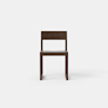A simple, modern wooden chair with a square seat, straight legs, and a rectangular backrest, photographed against a plain white background.