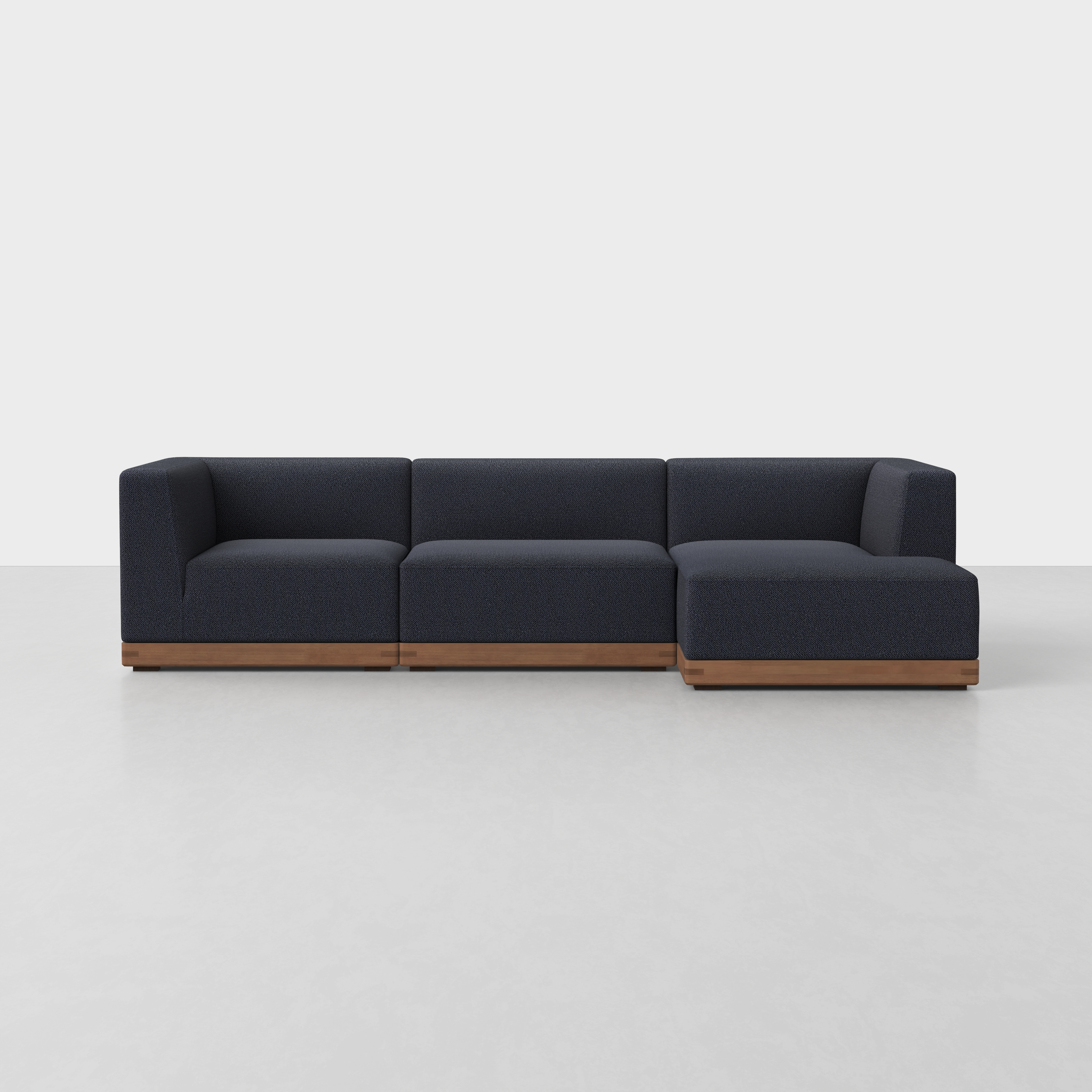 Dark Navy / Walnut / Right Arm Chaise