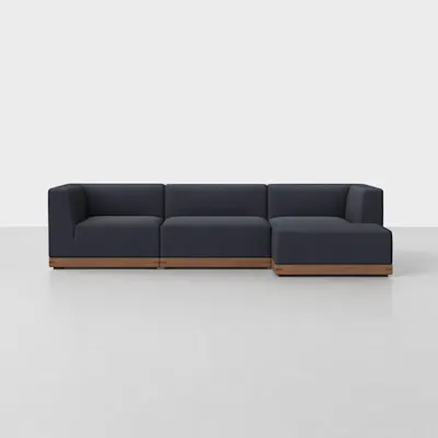 Dark Navy / Walnut / Right Arm Chaise