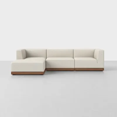 Ivory / Walnut / 3 Seat + Ottoman