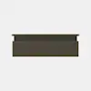 A rectangular, olive-green wall-mounted felt organizer with a pocket; the background is plain white.