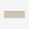 A rectangular beige fabric wall organizer with two large pockets, mounted on a white background. The organizer has black mounting tabs on either end at the top.