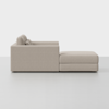 A modern beige sectional sofa with a chaise lounge on the right side, shown in profile view against a plain white background.