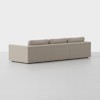 A modern beige sectional sofa with clean lines, low backrests, and three seat sections, shown from the back against a plain white background.