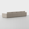 A beige, modern sectional sofa with clean lines, viewed from the back against a plain white background.