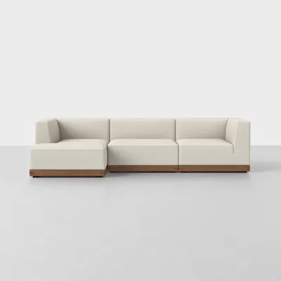 Ivory / Walnut / Left Arm Chaise