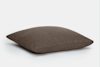 A large, square, brown cushion with a smooth, soft fabric, shown against a plain white background.
