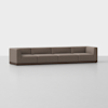 A modern, low-profile sectional sofa with brown upholstery and clean lines, set against a plain white background.