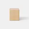 A modern wooden nightstand with a light finish, featuring a single open drawer and a minimalist design, sits on a plain, light-colored surface against a white background.