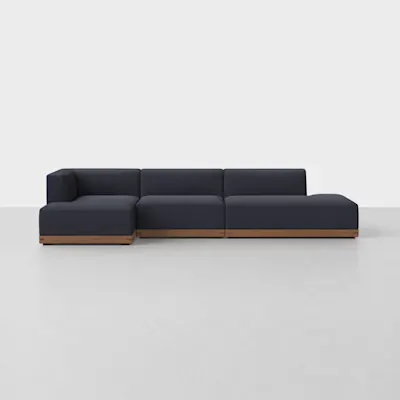 Dark Navy / Walnut / Left Arm Chaise