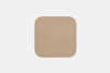 A single square beige adhesive bandage with rounded corners displayed on a plain white background.