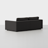 A dark gray, modern sectional sofa with clean lines, shown from the back in a minimal, empty white space.