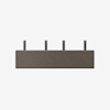A rectangular, dark gray fabric panel with four evenly spaced vertical straps extending from the top, set against a plain white background.