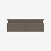 Rectangular, wall-mounted headboard in a muted brownish-gray fabric, featuring a clean, minimalist design with two subtle vertical seams and two small mounting brackets at the top corners.