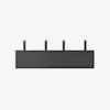 A rectangular dark gray panel with four evenly spaced vertical tabs extending from the top, set against a plain light background.