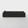 A modern, dark gray sectional sofa with clean lines is shown from the back against a plain white background. The sofa appears to have three seating sections and a low profile.