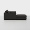 A modern, dark gray sectional sofa with clean lines and plush cushions, shown from the side against a plain white background.