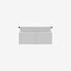 Minimalist light gray upholstered wall-mounted headboard with a rectangular shape, divided into two vertical sections and featuring a slim horizontal top panel with two visible mounting brackets.