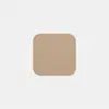 A single, square, beige adhesive bandage with rounded corners is centered on a white background.