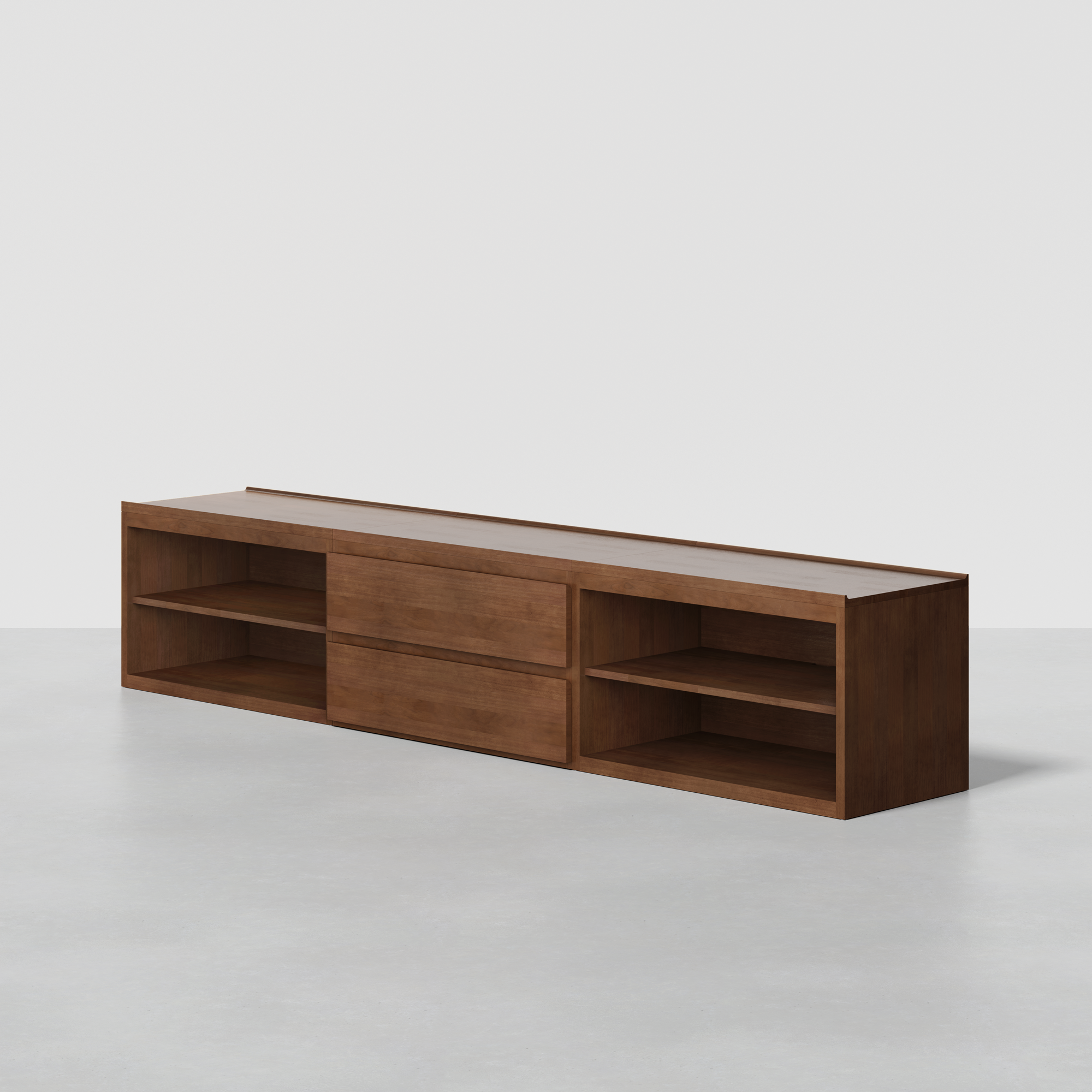 Walnut / 2 Shelves + 2 Drawers