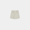 Light gray shorts viewed from the back, featuring an elastic waistband and two rectangular back pockets, displayed on a plain white background.